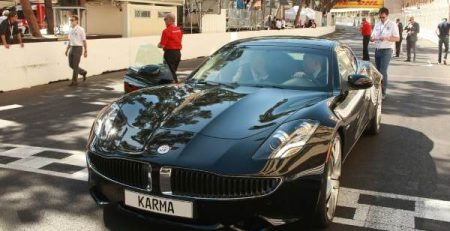 Fisker Karma на Формула 1 пистата в Монако с Принц Алберт зад волана