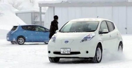 Nissan Leaf в необичаен, снежен тест